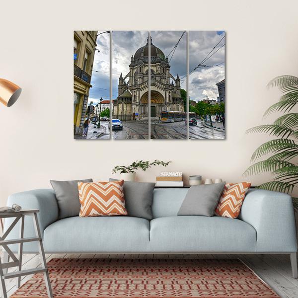 Saint Mary’s Royal Church In Brussels Canvas Wall Art-4 Horizontal-Gallery Wrap-34" x 24"-Tiaracle