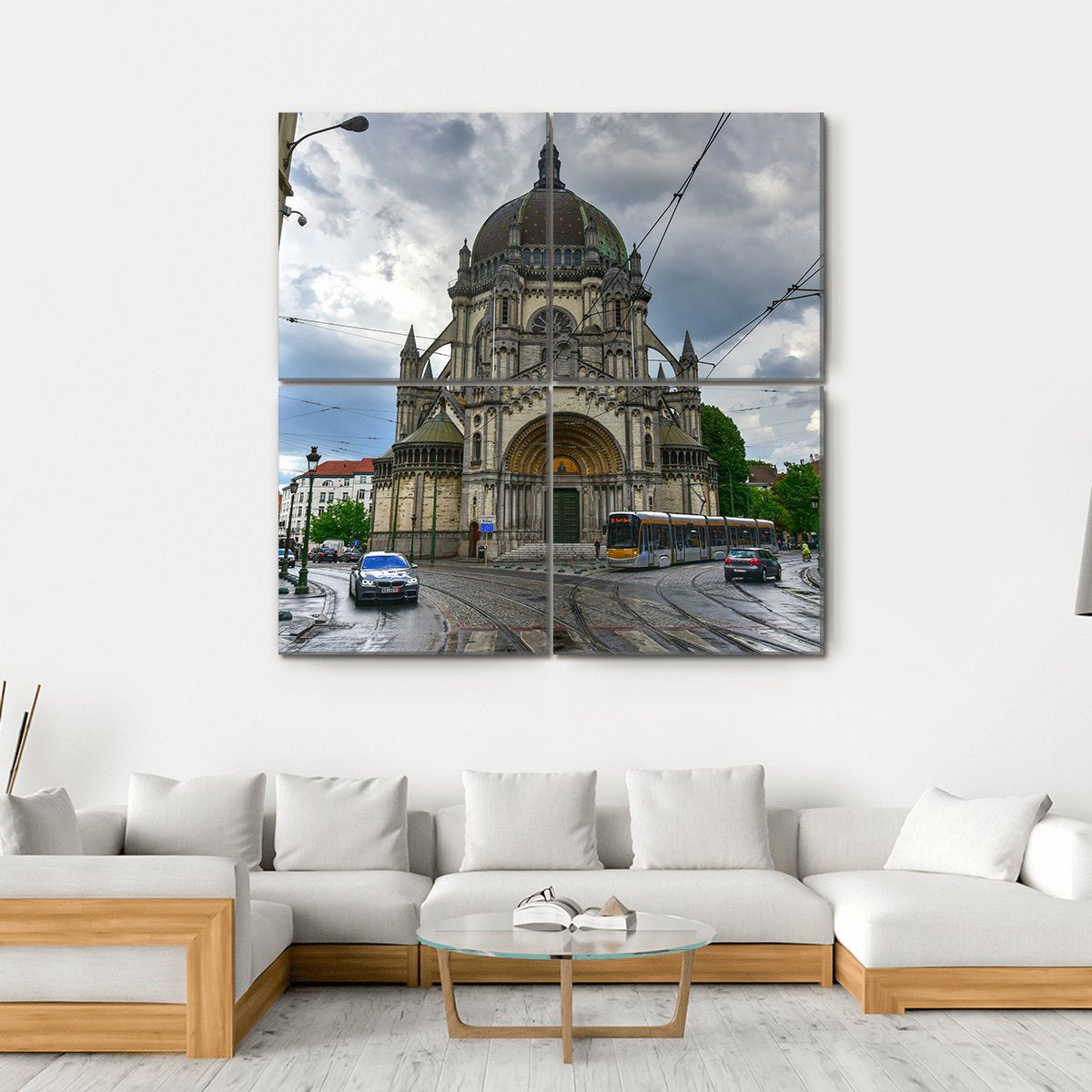 Saint Mary’s Royal Church In Brussels Canvas Wall Art-4 Square-Gallery Wrap-17" x 17"-Tiaracle