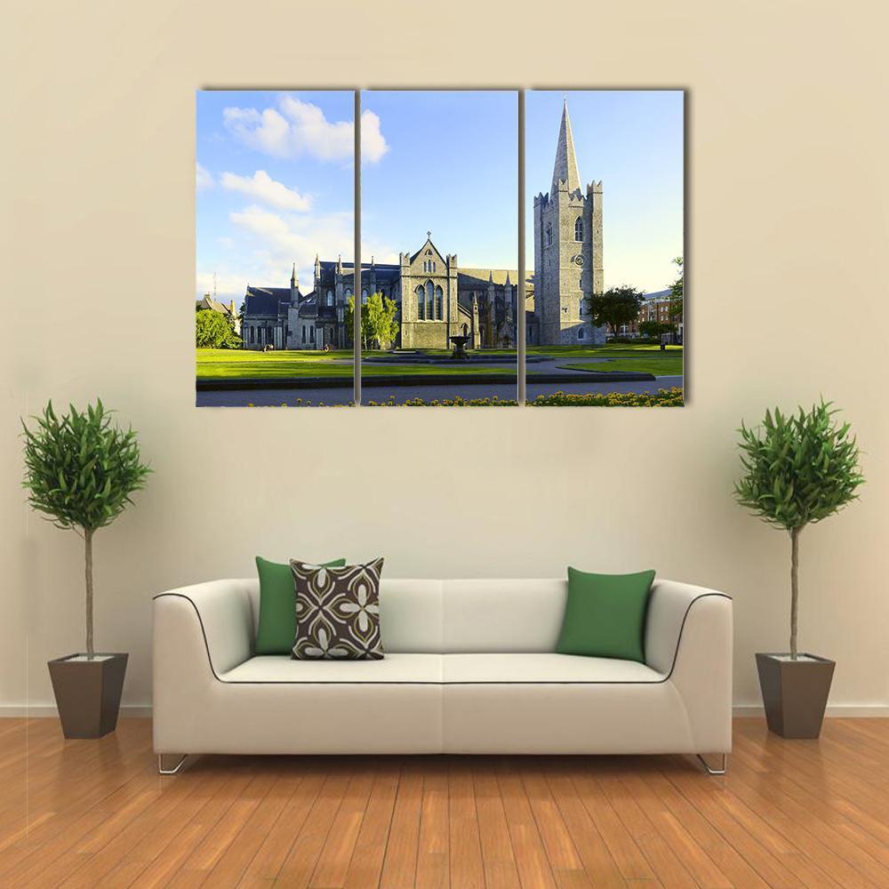 Saint Patrick Cathedral In Dublin Canvas Wall Art-5 Star-Gallery Wrap-62" x 32"-Tiaracle