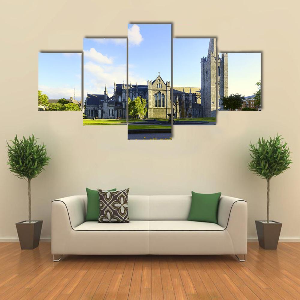 Saint Patrick Cathedral In Dublin Canvas Wall Art-5 Star-Gallery Wrap-62" x 32"-Tiaracle