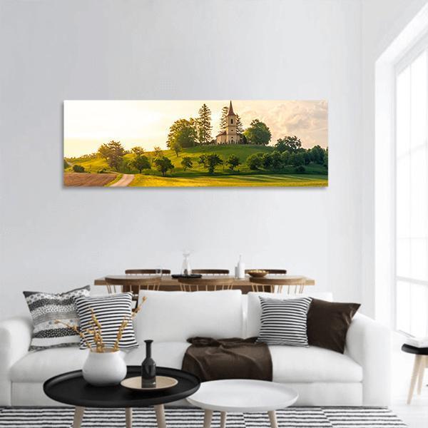 Saint Peter And Pauls Church In Czech Republic Panoramic Canvas Wall Art-1 Piece-36" x 12"-Tiaracle