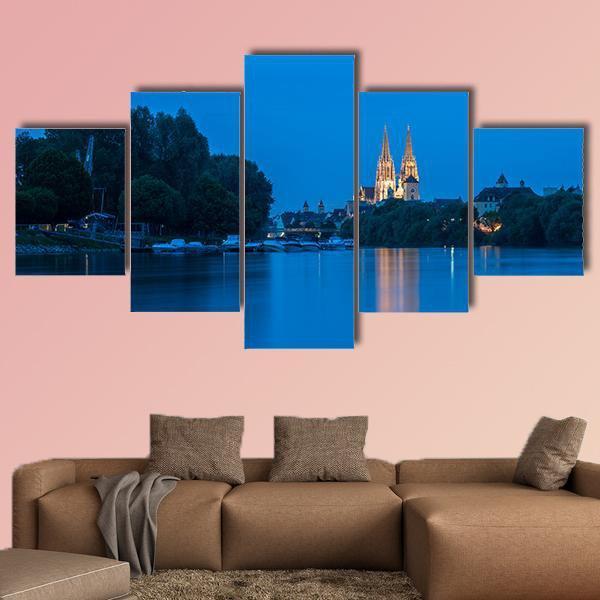 Saint Peter Cathedral At Blue Hour Canvas Wall Art-5 Star-Gallery Wrap-62" x 32"-Tiaracle