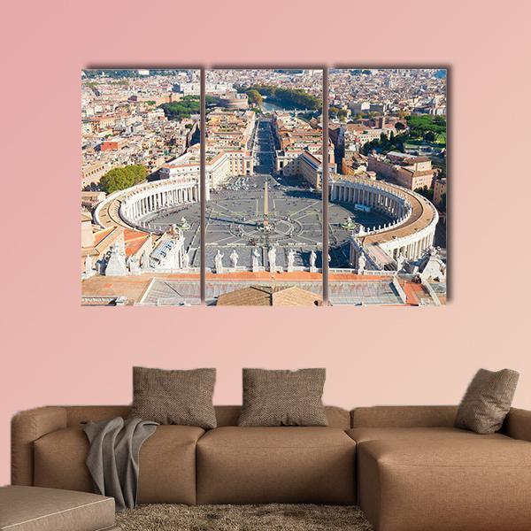 Saint Peter's Square In Vatican Canvas Wall Art-3 Horizontal-Gallery Wrap-25" x 16"-Tiaracle