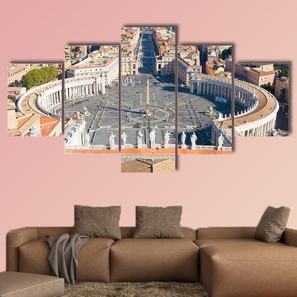 Saint Peter's Square In Vatican Canvas Wall Art-5 Star-Gallery Wrap-62" x 32"-Tiaracle