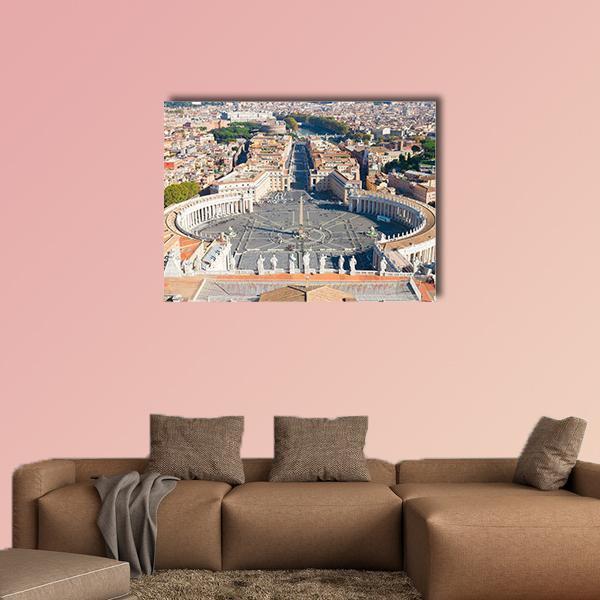Saint Peter's Square In Vatican Canvas Wall Art-5 Horizontal-Gallery Wrap-22" x 12"-Tiaracle
