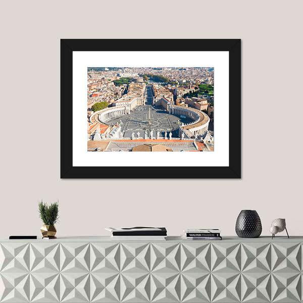 Saint Peter's Square In Vatican Canvas Wall Art-1 Piece-Framed Print-20" x 16"-Tiaracle
