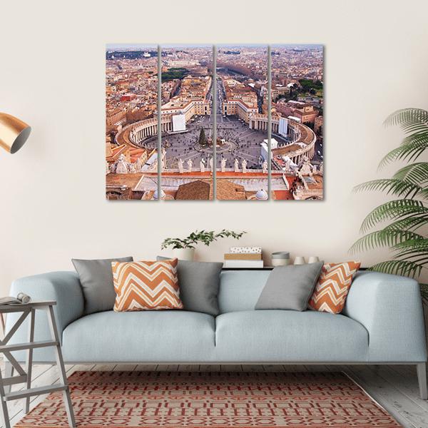 Saint Peter's Square In Vatican Canvas Wall Art-4 Horizontal-Gallery Wrap-34" x 24"-Tiaracle