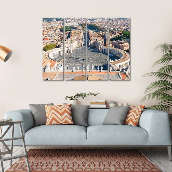 Saint Peter's Square In Vatican Canvas Wall Art-4 Horizontal-Gallery Wrap-34" x 24"-Tiaracle