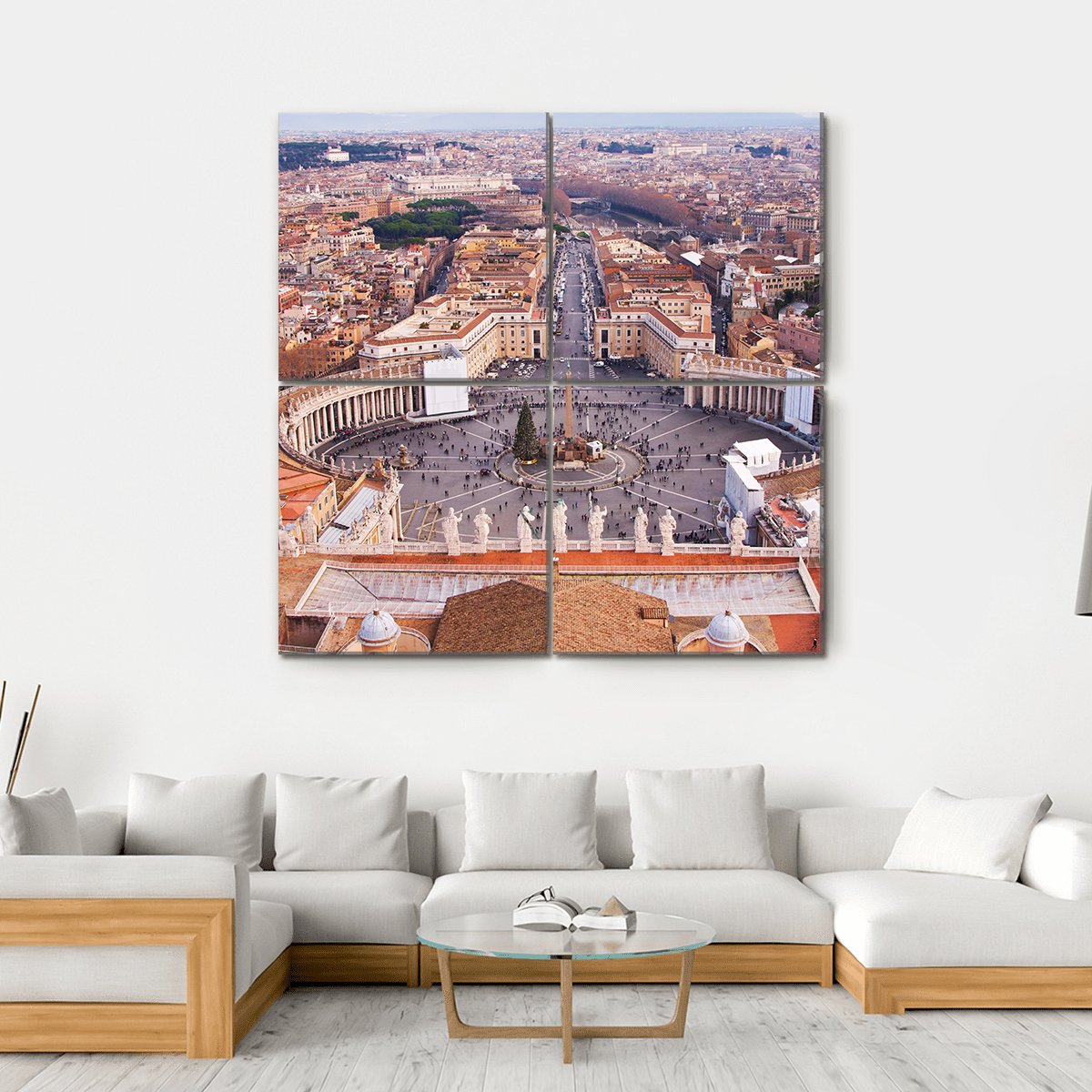 Saint Peter's Square In Vatican Canvas Wall Art-4 Square-Gallery Wrap-17" x 17"-Tiaracle
