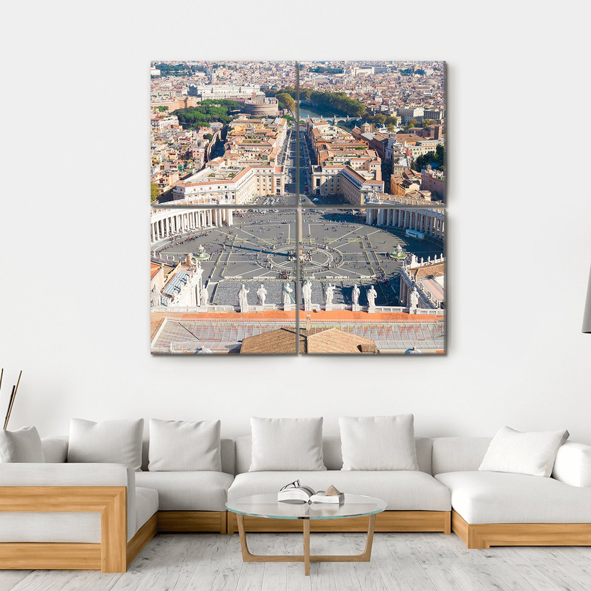 Saint Peter's Square In Vatican Canvas Wall Art-4 Square-Gallery Wrap-17" x 17"-Tiaracle