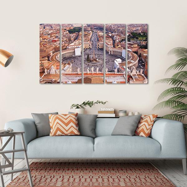 Saint Peter's Square In Vatican Canvas Wall Art-5 Horizontal-Gallery Wrap-22" x 12"-Tiaracle
