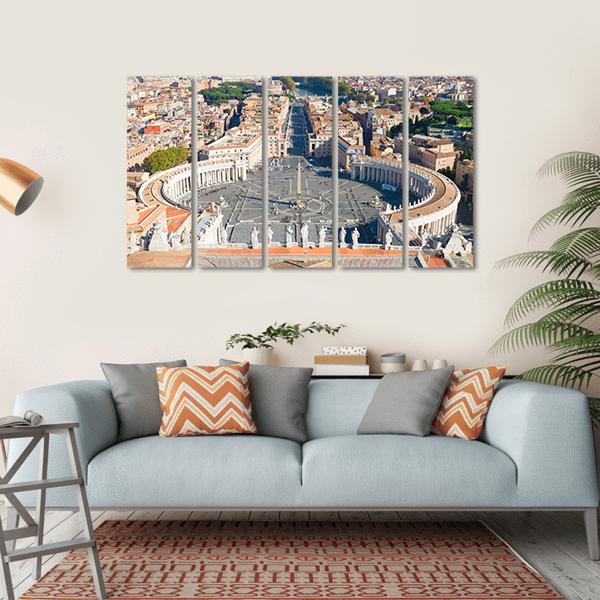 Saint Peter's Square In Vatican Canvas Wall Art-5 Horizontal-Gallery Wrap-22" x 12"-Tiaracle