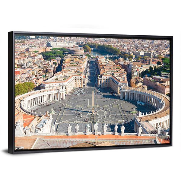 Saint Peter's Square In Vatican Canvas Wall Art-3 Horizontal-Gallery Wrap-25" x 16"-Tiaracle