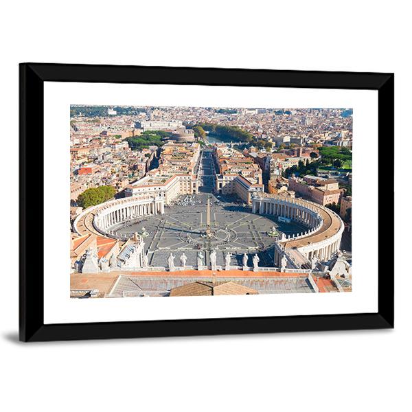 Saint Peter's Square In Vatican Canvas Wall Art-3 Horizontal-Gallery Wrap-25" x 16"-Tiaracle