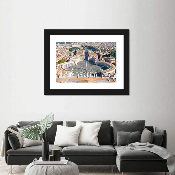Saint Peter's Square In Vatican Canvas Wall Art-3 Horizontal-Gallery Wrap-25" x 16"-Tiaracle