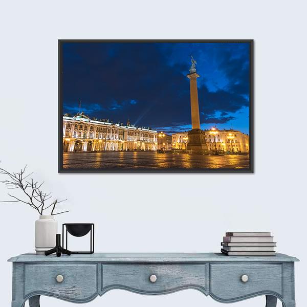 Saint Petersburg Night City Skyline Canvas Wall Art-1 Piece-Floating Frame-24" x 16"-Tiaracle