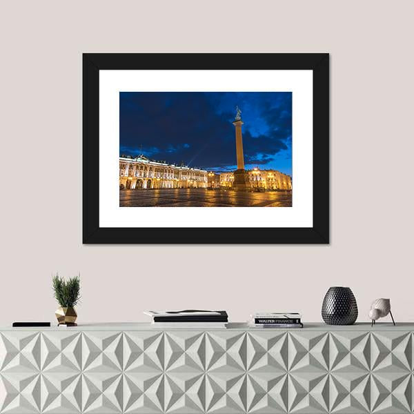 Saint Petersburg Night City Skyline Canvas Wall Art-1 Piece-Framed Print-20" x 16"-Tiaracle