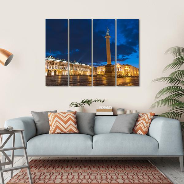 Saint Petersburg Night City Skyline Canvas Wall Art-4 Horizontal-Gallery Wrap-34" x 24"-Tiaracle