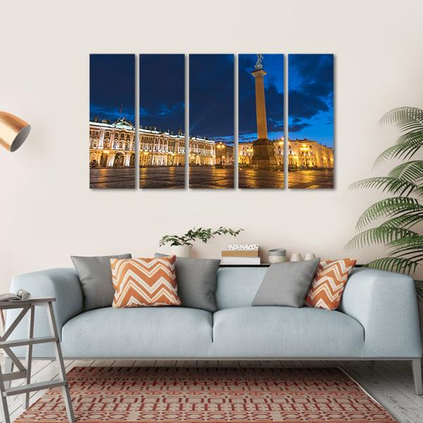 Saint Petersburg Night City Skyline Canvas Wall Art-5 Horizontal-Gallery Wrap-22" x 12"-Tiaracle