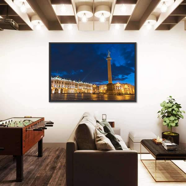 Saint Petersburg Night City Skyline Canvas Wall Art-3 Horizontal-Gallery Wrap-25" x 16"-Tiaracle