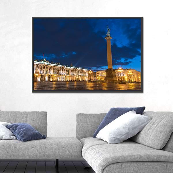 Saint Petersburg Night City Skyline Canvas Wall Art-3 Horizontal-Gallery Wrap-25" x 16"-Tiaracle