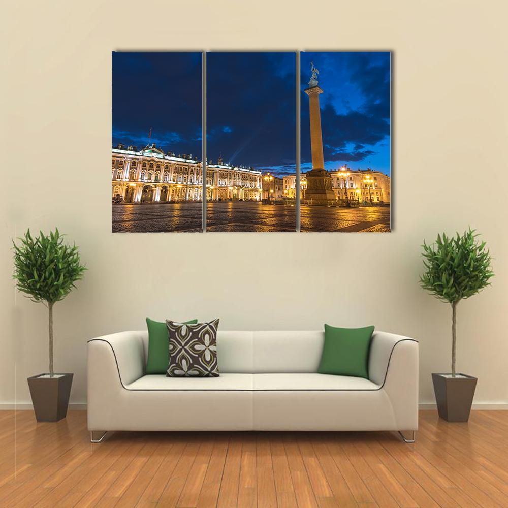 Saint Petersburg Night City Skyline Canvas Wall Art-3 Horizontal-Gallery Wrap-37" x 24"-Tiaracle