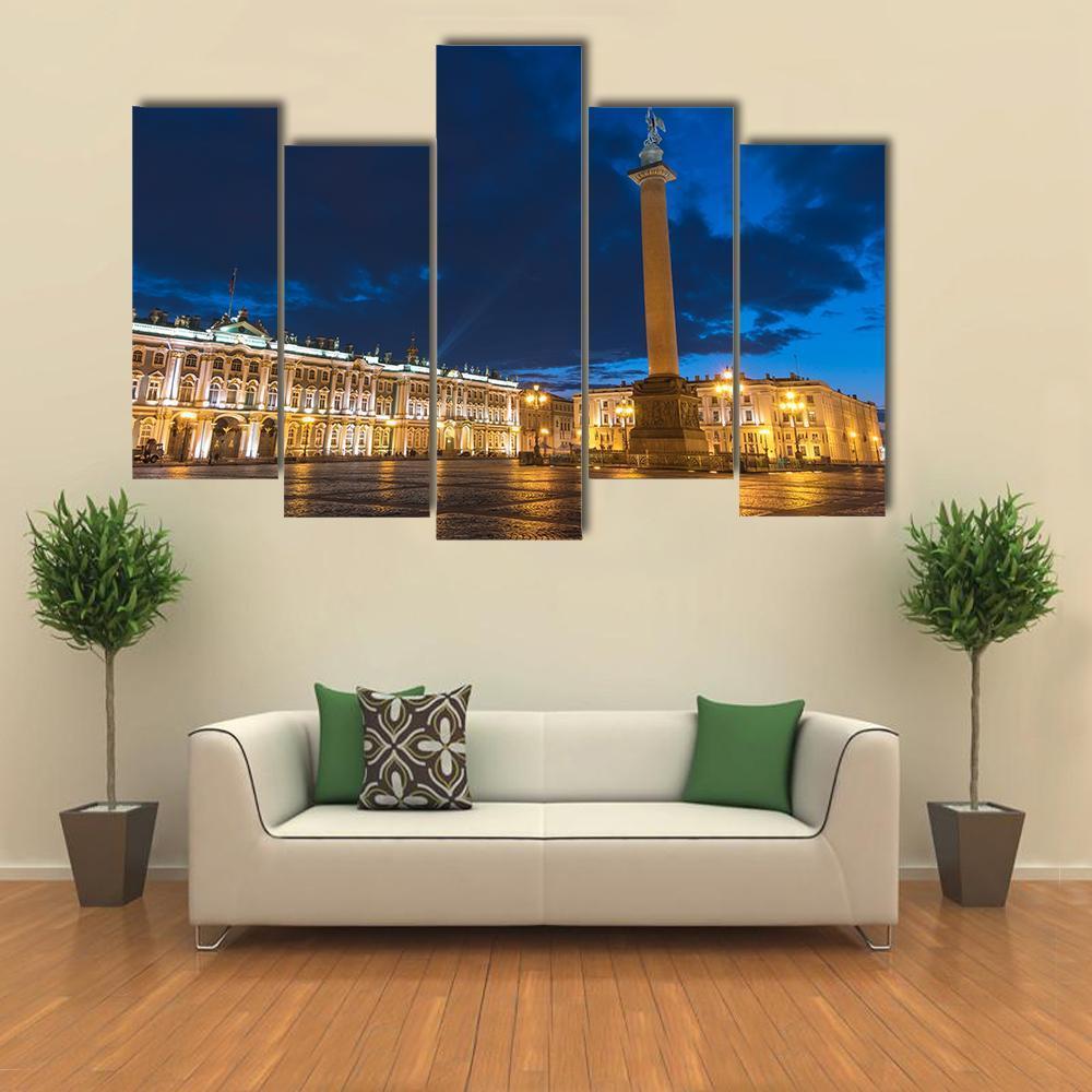 Saint Petersburg Night City Skyline Canvas Wall Art-5 Pop-Gallery Wrap-47" x 32"-Tiaracle
