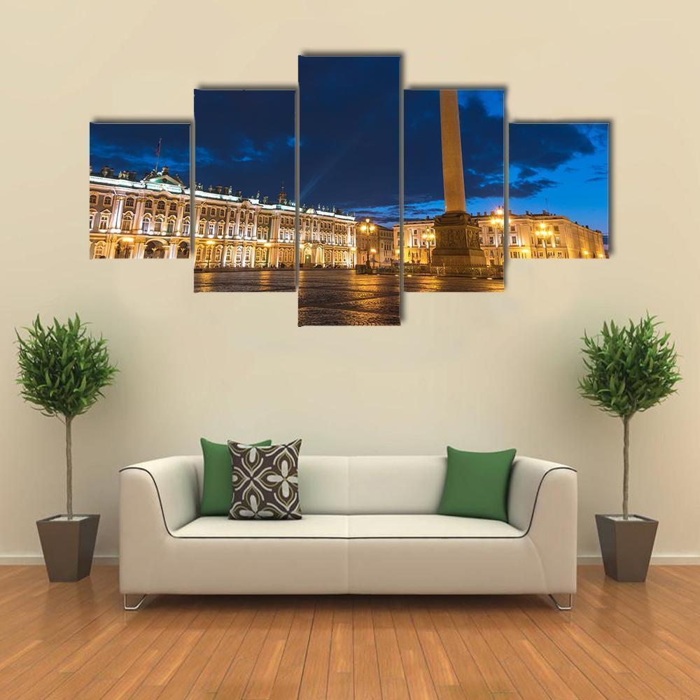 Saint Petersburg Night City Skyline Canvas Wall Art-5 Pop-Gallery Wrap-47" x 32"-Tiaracle
