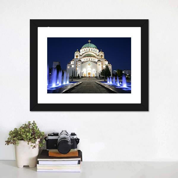 Saint Sava At Evening Canvas Wall Art-1 Piece-Framed Print-20" x 16"-Tiaracle