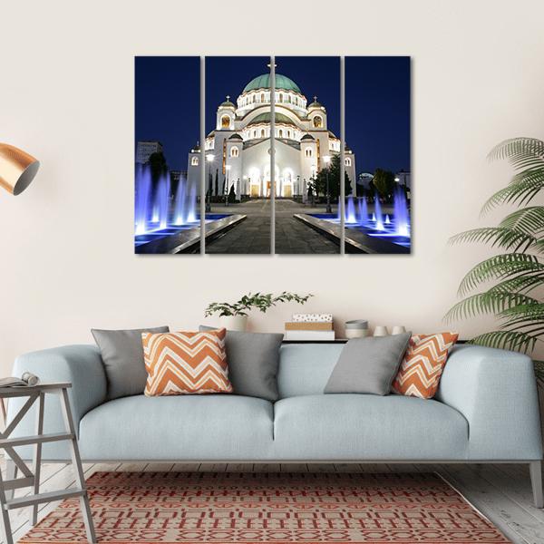 Saint Sava At Evening Canvas Wall Art-4 Horizontal-Gallery Wrap-34" x 24"-Tiaracle