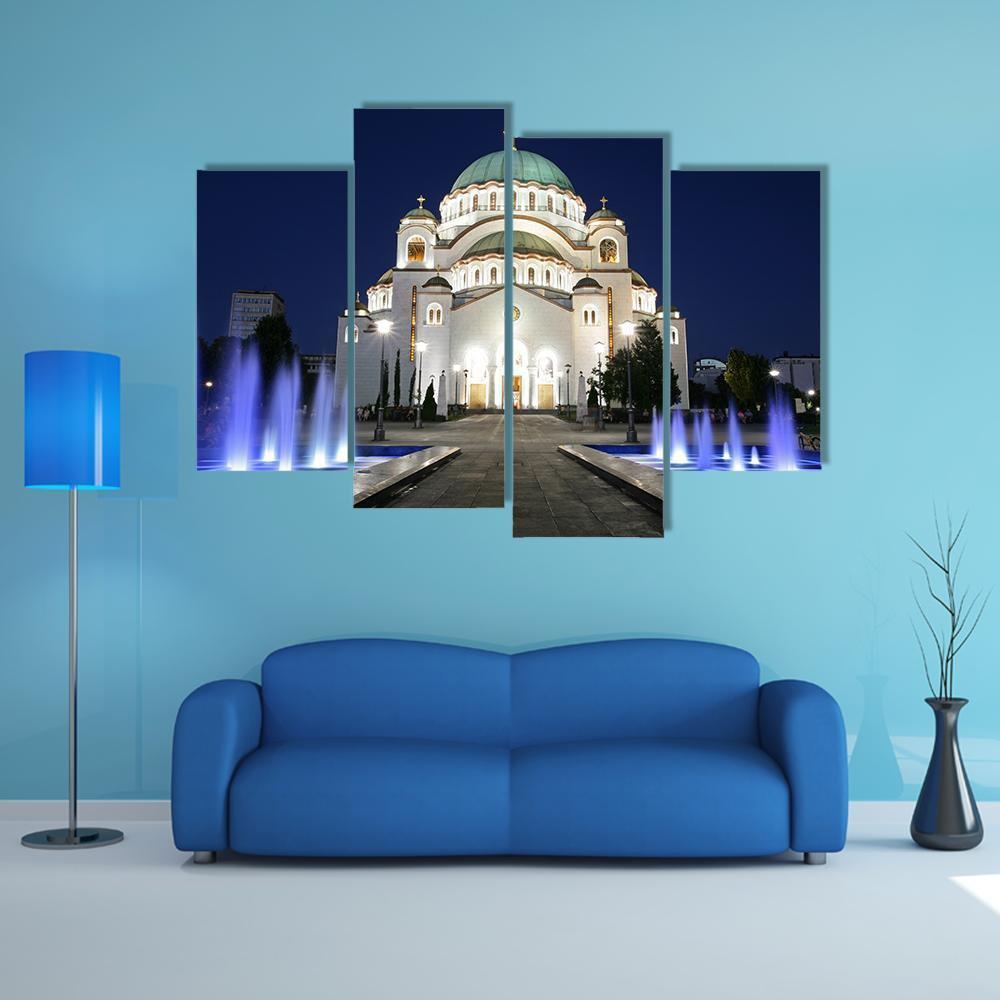 Saint Sava At Evening Canvas Wall Art-4 Pop-Gallery Wrap-50" x 32"-Tiaracle