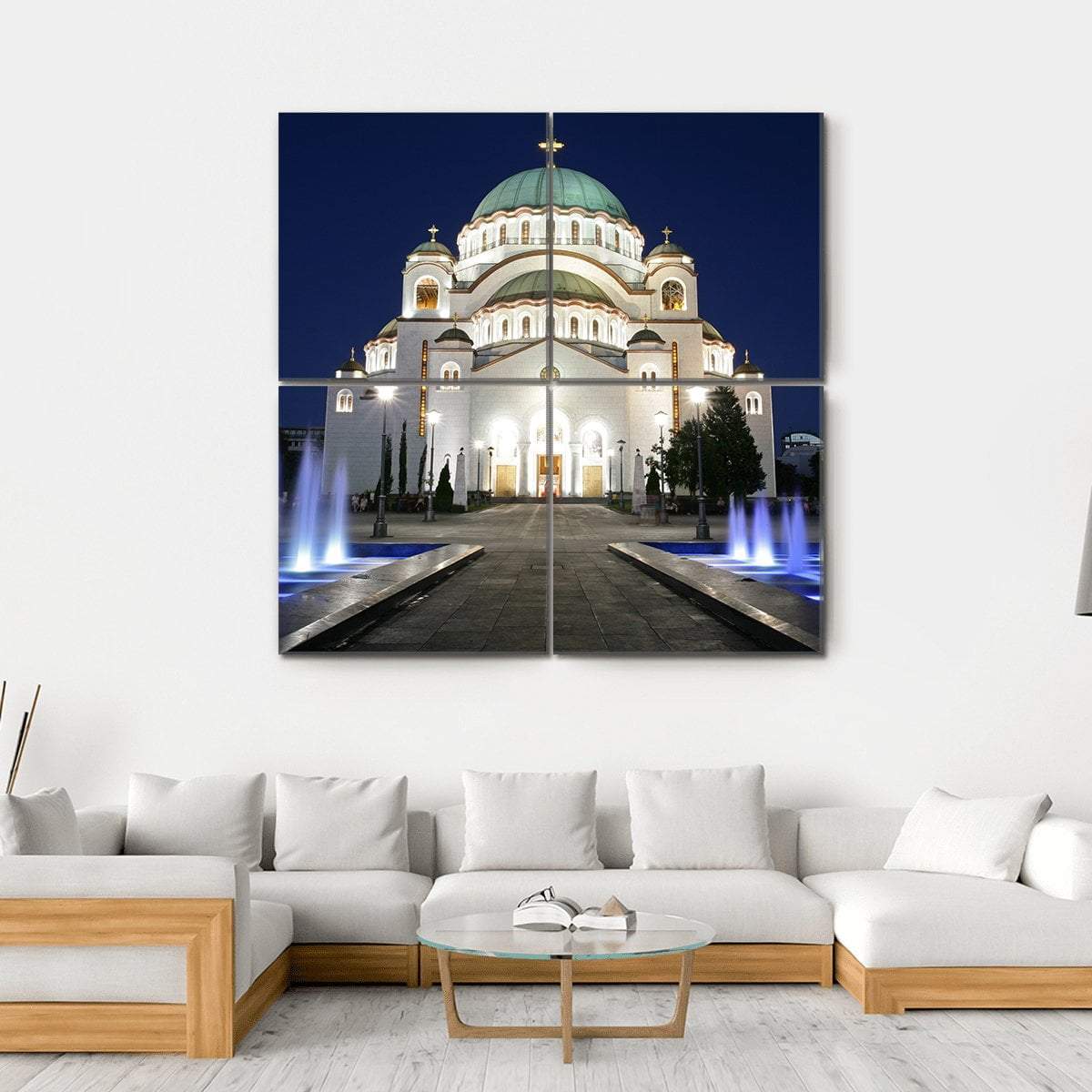 Saint Sava At Evening Canvas Wall Art-4 Square-Gallery Wrap-17" x 17"-Tiaracle