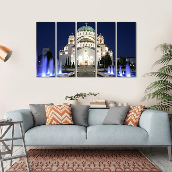 Saint Sava At Evening Canvas Wall Art-5 Horizontal-Gallery Wrap-22" x 12"-Tiaracle