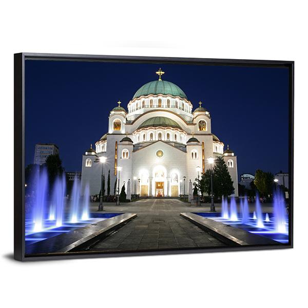 Saint Sava At Evening Canvas Wall Art-3 Horizontal-Gallery Wrap-25" x 16"-Tiaracle