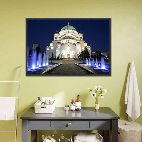 Saint Sava At Evening Canvas Wall Art-1 Piece-Floating Frame-24" x 16"-Tiaracle