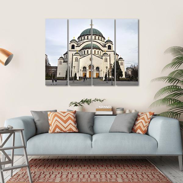 Saint Sava Church Canvas Wall Art-4 Horizontal-Gallery Wrap-34" x 24"-Tiaracle