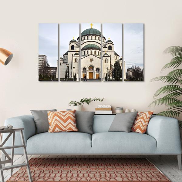 Saint Sava Church Canvas Wall Art-5 Horizontal-Gallery Wrap-22" x 12"-Tiaracle
