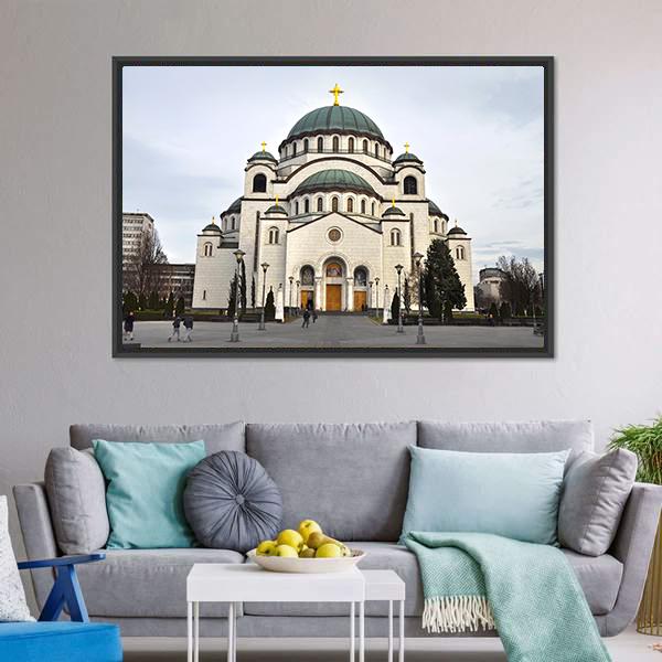 Saint Sava Church Canvas Wall Art-3 Horizontal-Gallery Wrap-25" x 16"-Tiaracle