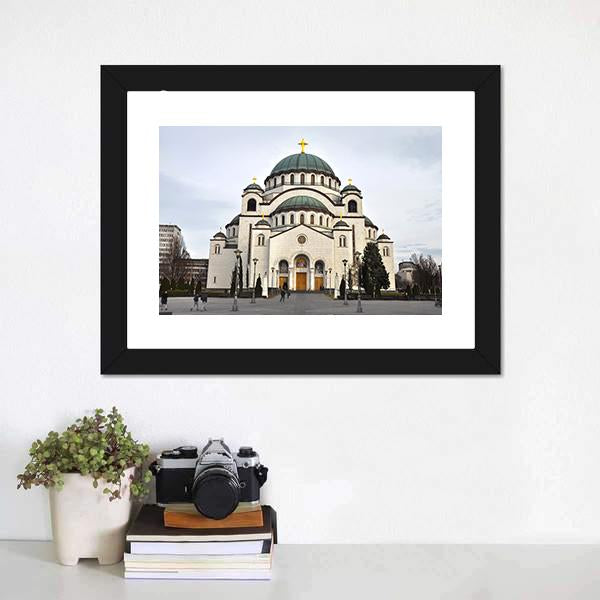 Saint Sava Church Canvas Wall Art-1 Piece-Framed Print-20" x 16"-Tiaracle