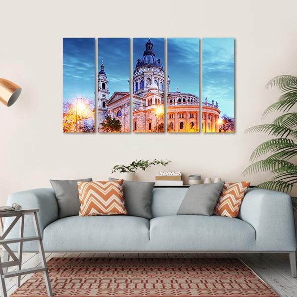 Saint Stephen Basilica In Budapest Canvas Wall Art-5 Horizontal-Gallery Wrap-22" x 12"-Tiaracle