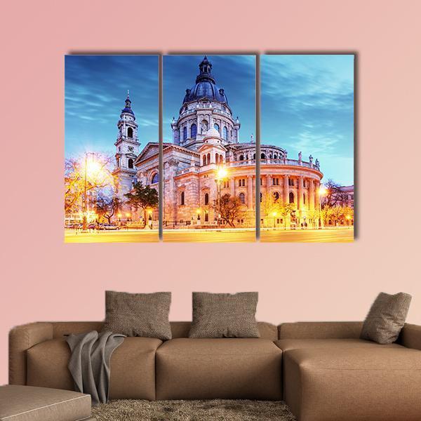 Saint Stephen Basilica In Budapest Canvas Wall Art-3 Horizontal-Gallery Wrap-25" x 16"-Tiaracle