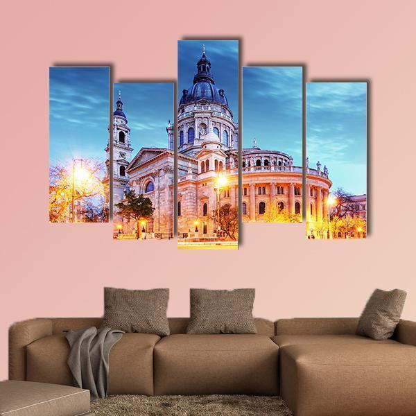 Saint Stephen Basilica In Budapest Canvas Wall Art-5 Pop-Gallery Wrap-47" x 32"-Tiaracle