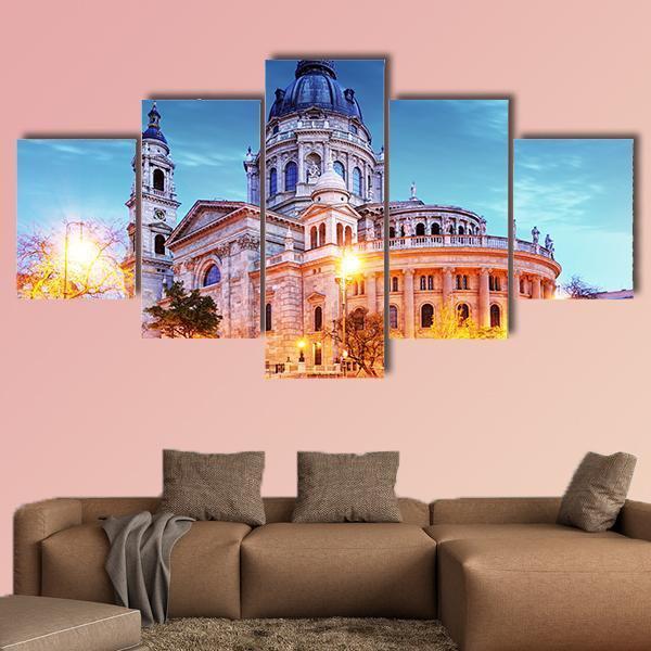 Saint Stephen Basilica In Budapest Canvas Wall Art-5 Star-Gallery Wrap-62" x 32"-Tiaracle