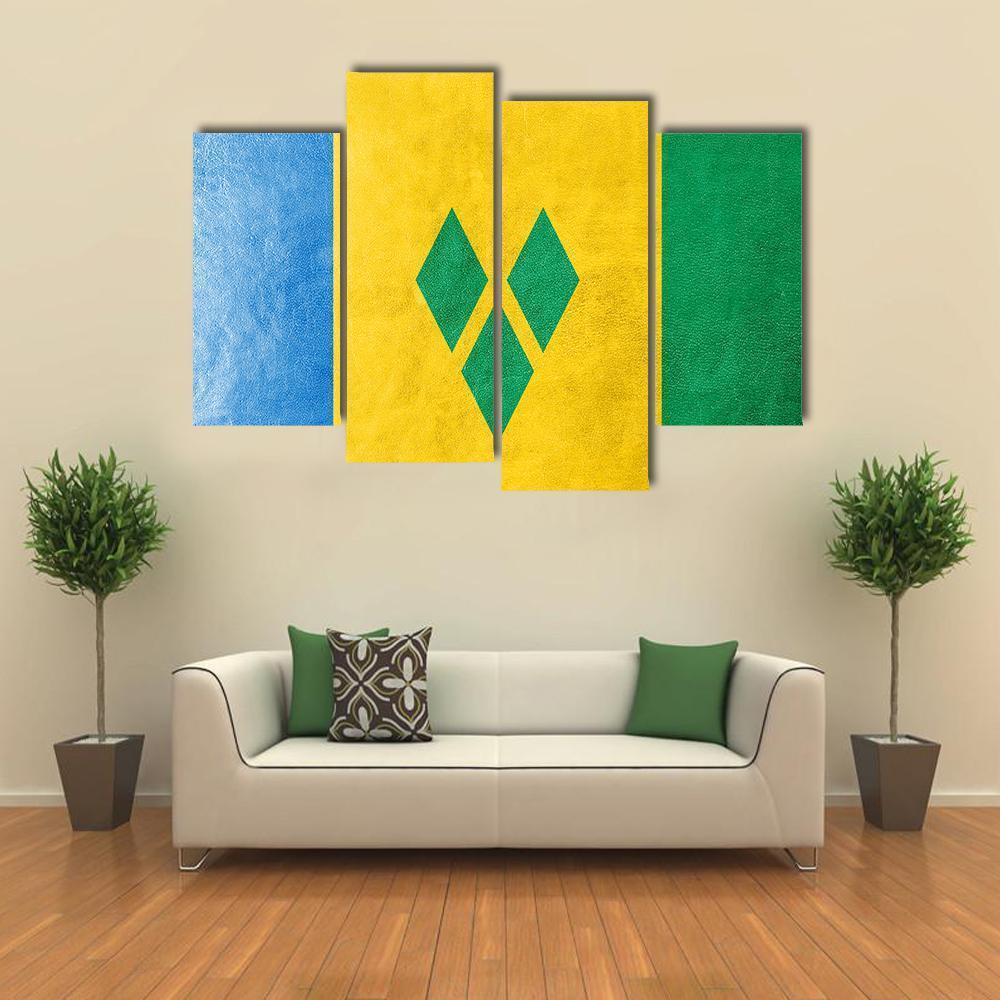 Saint Vincent And The Grenadines Flag Canvas Wall Art-4 Pop-Gallery Wrap-50" x 32"-Tiaracle