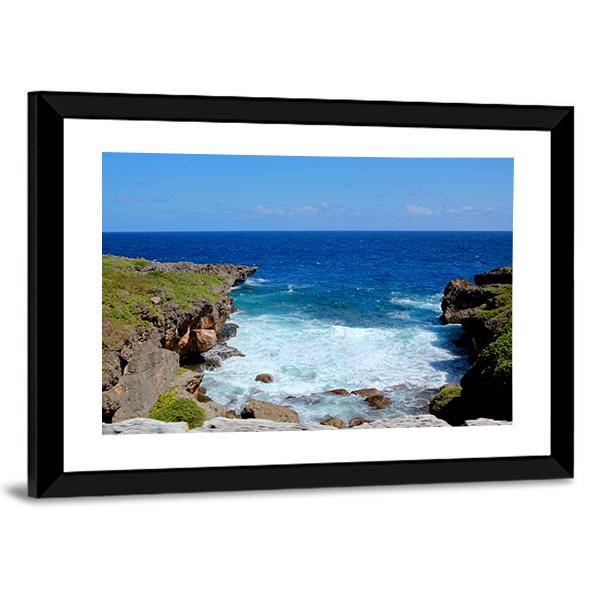 Saipan Water Flows Between The cliffs Canvas Wall Art-3 Horizontal-Gallery Wrap-25" x 16"-Tiaracle