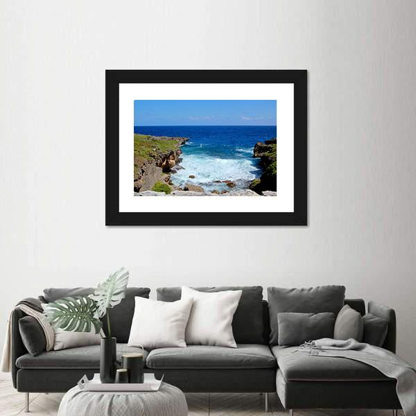 Saipan Water Flows Between The cliffs Canvas Wall Art-3 Horizontal-Gallery Wrap-25" x 16"-Tiaracle