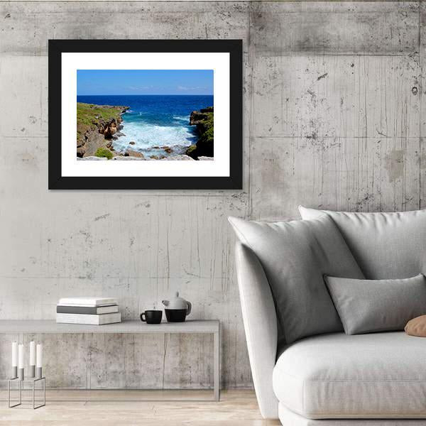 Saipan Water Flows Between The cliffs Canvas Wall Art-3 Horizontal-Gallery Wrap-25" x 16"-Tiaracle
