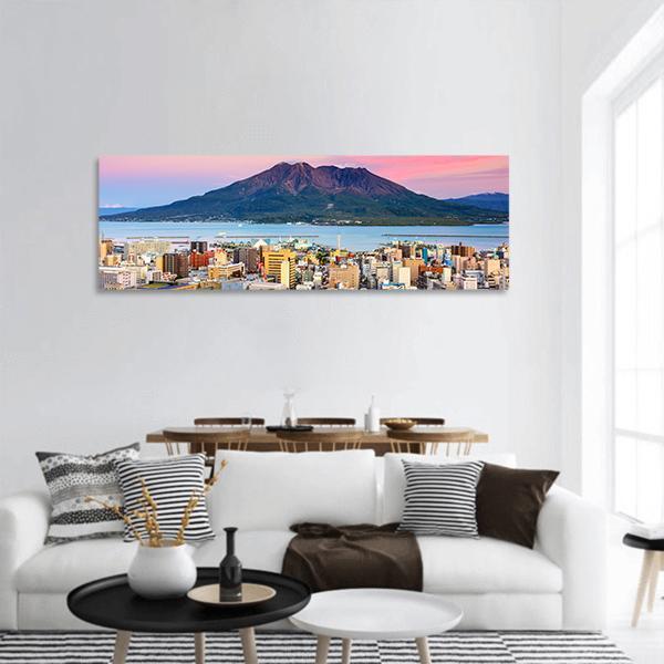 Sakurajima Volcano In Japan Panoramic Canvas Wall Art-1 Piece-36" x 12"-Tiaracle