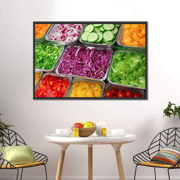 Salad Bar Canvas Wall Art-1 Piece-Floating Frame-24" x 16"-Tiaracle