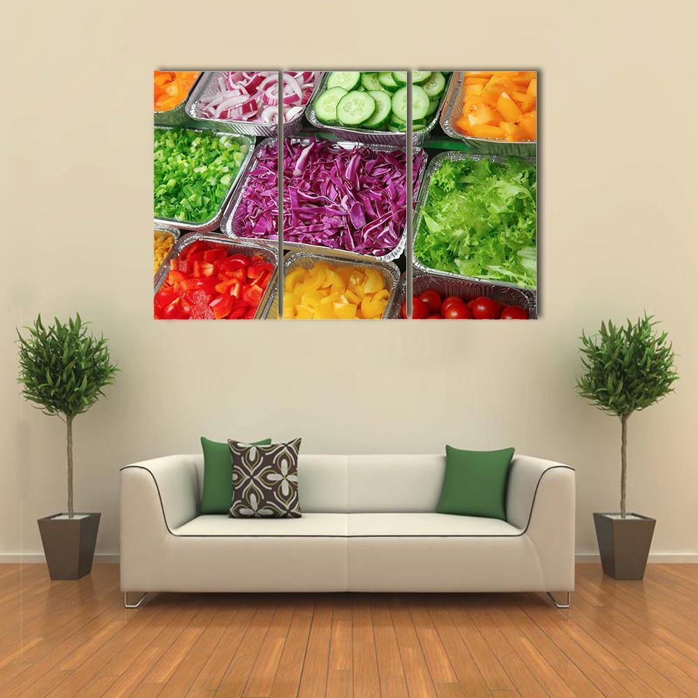 Salad Bar Canvas Wall Art-3 Horizontal-Gallery Wrap-37" x 24"-Tiaracle